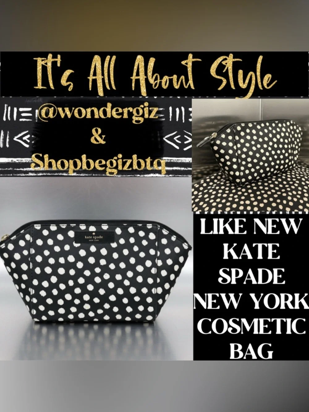 🆑EUC Kate Spade New York Cosmetic Bag-Like New-Tote Bag & Wallet Available Sale
